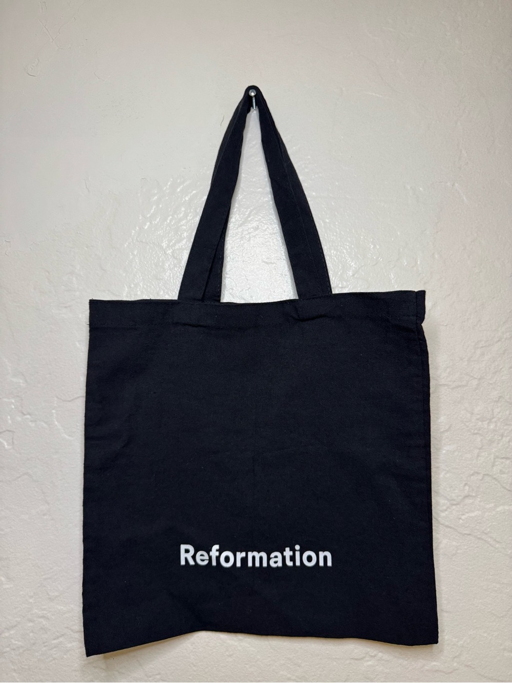 Reformation Black Canvas Logo Tote Bag Cotton Shopper Eco Everyday Market Travel